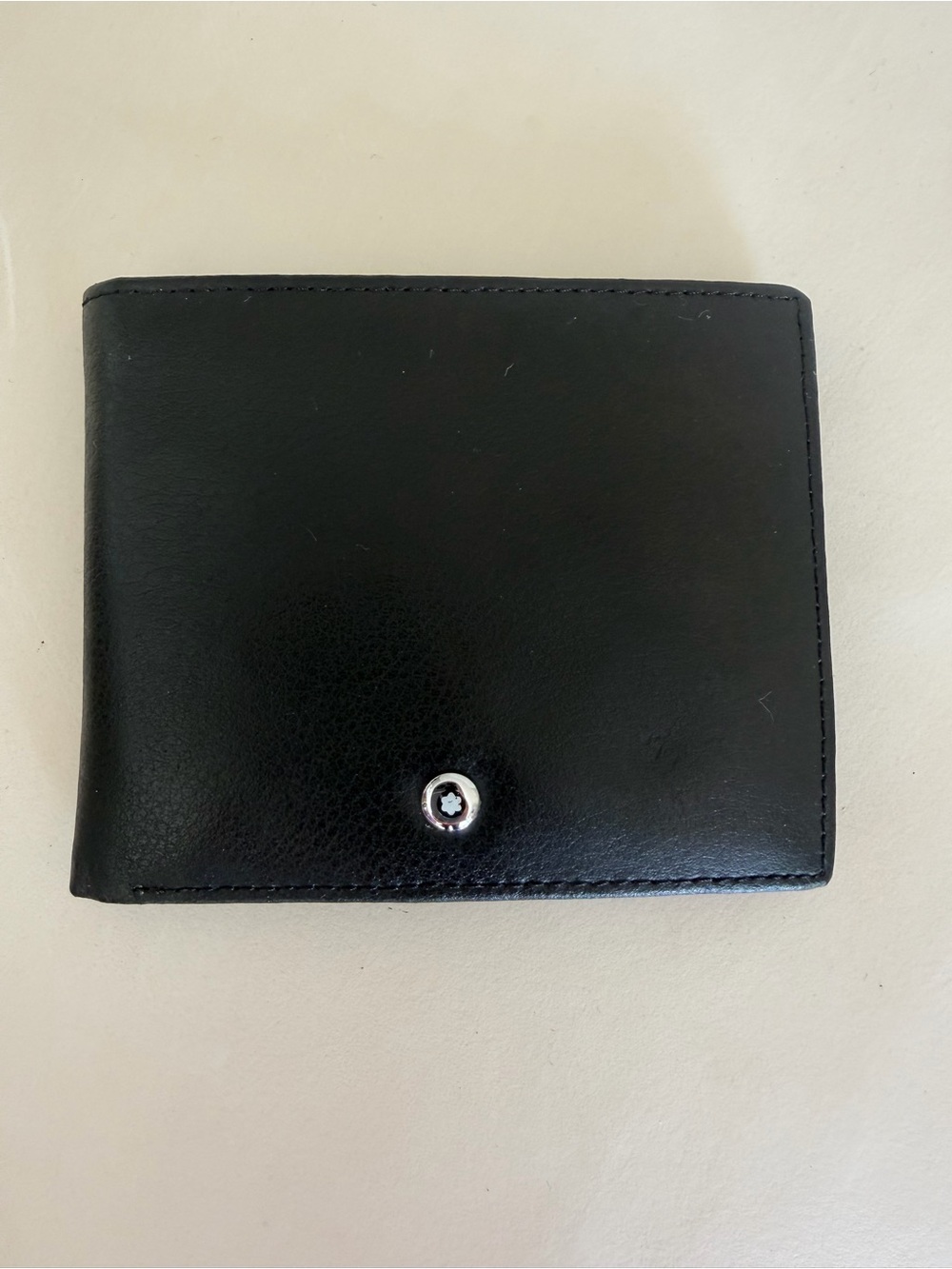 Montblanc Black Leather Bifold Wallet with Metal Emblem